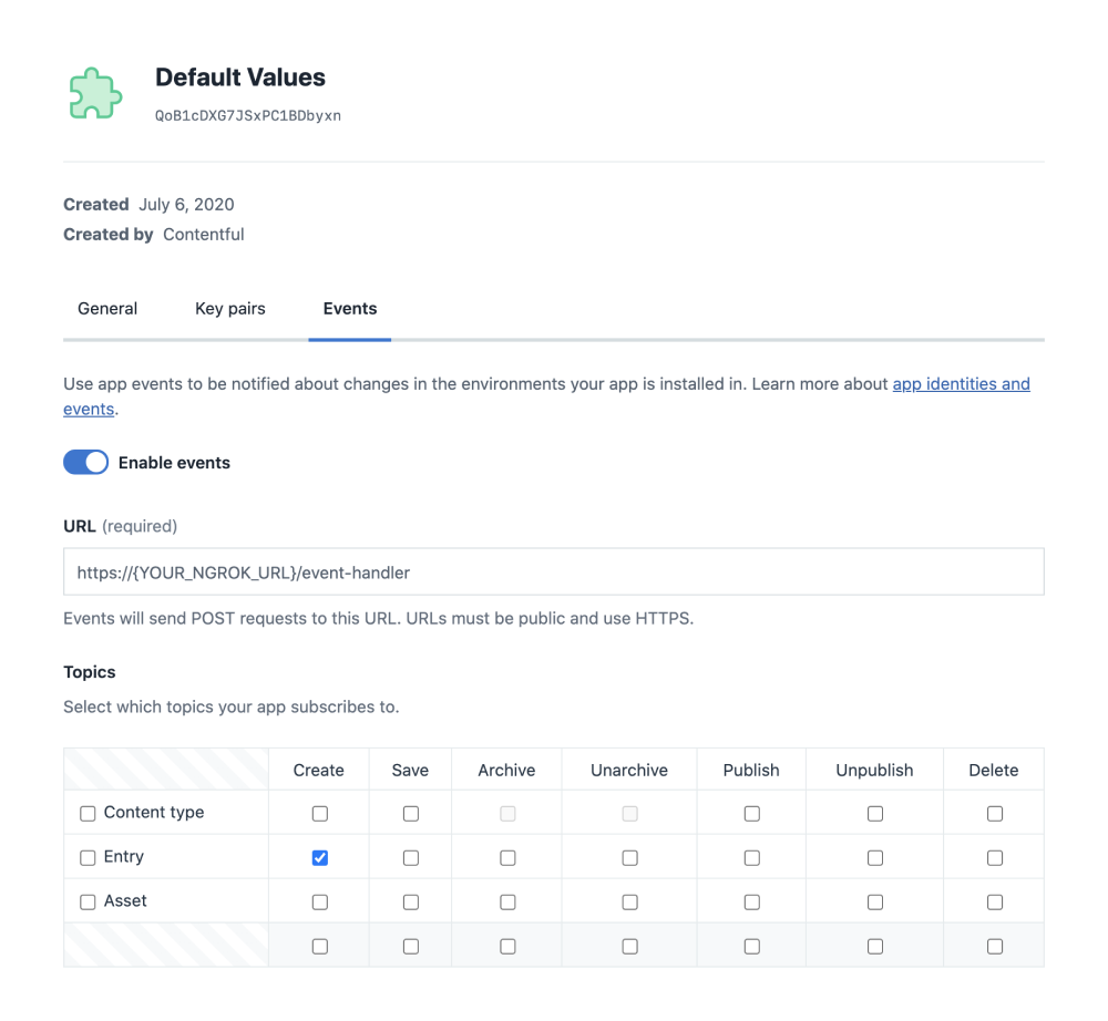 app event configuration