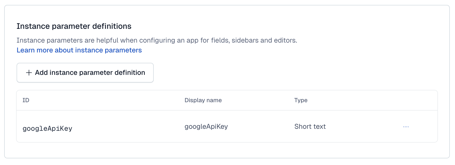 configuring app instance parameters