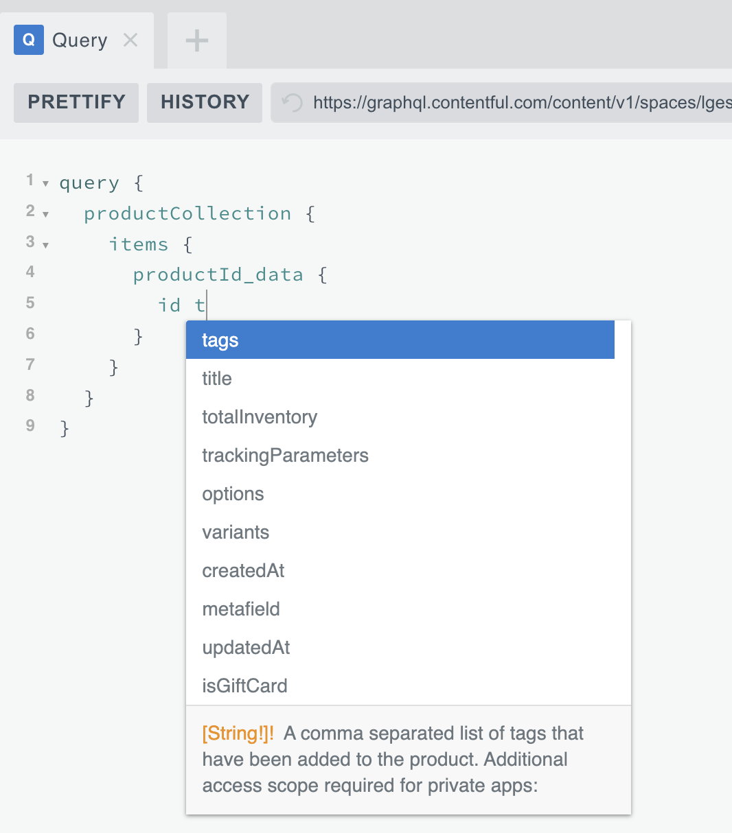 Add entry - Product selection