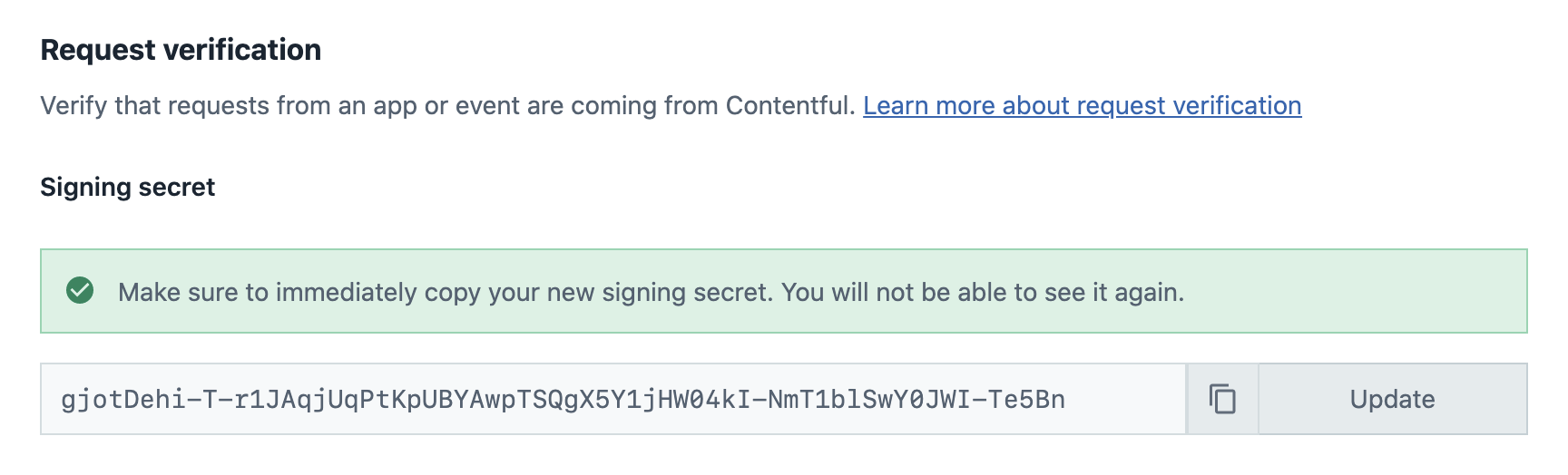 Generated signing secret