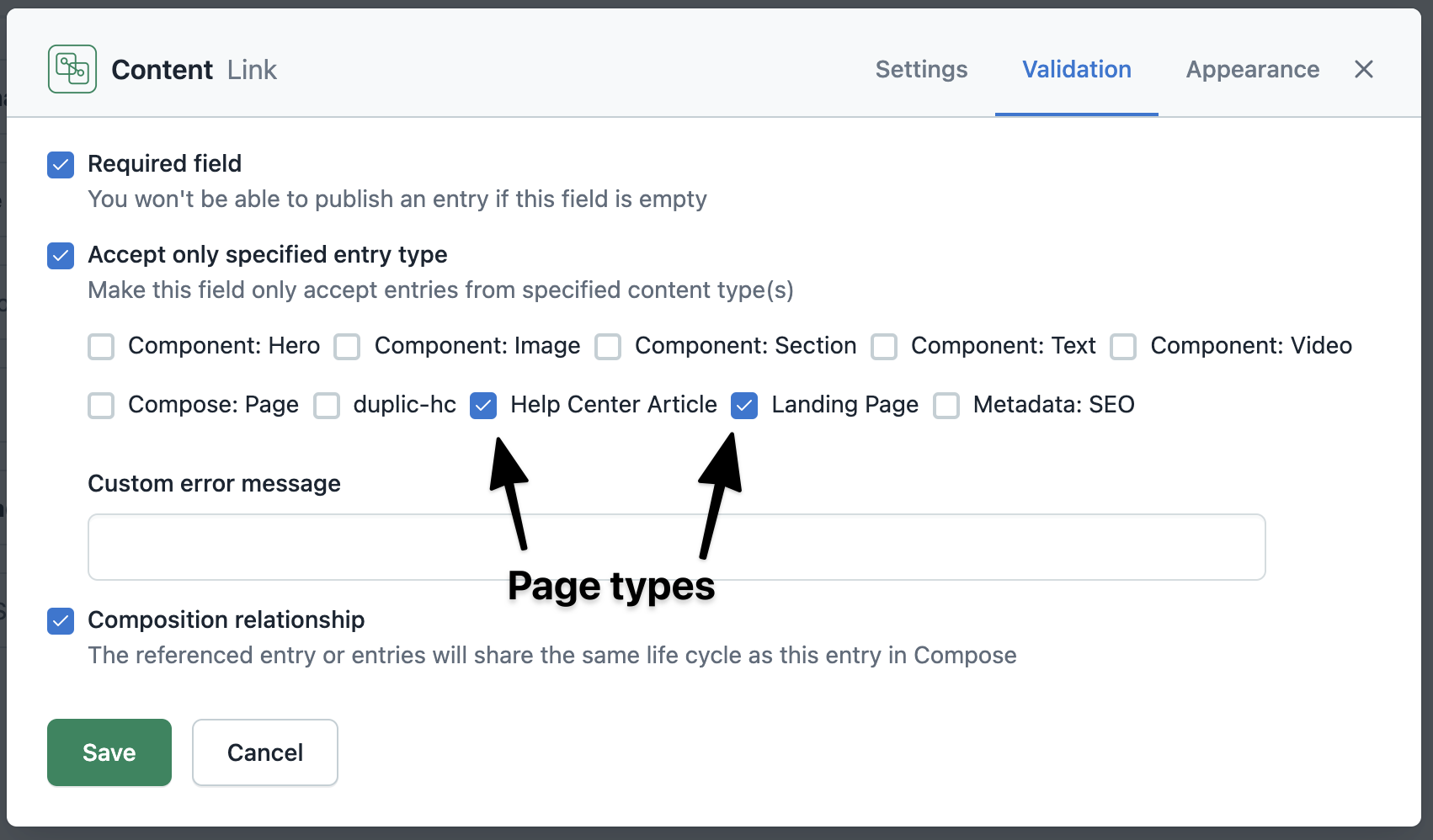 Compose assign page type