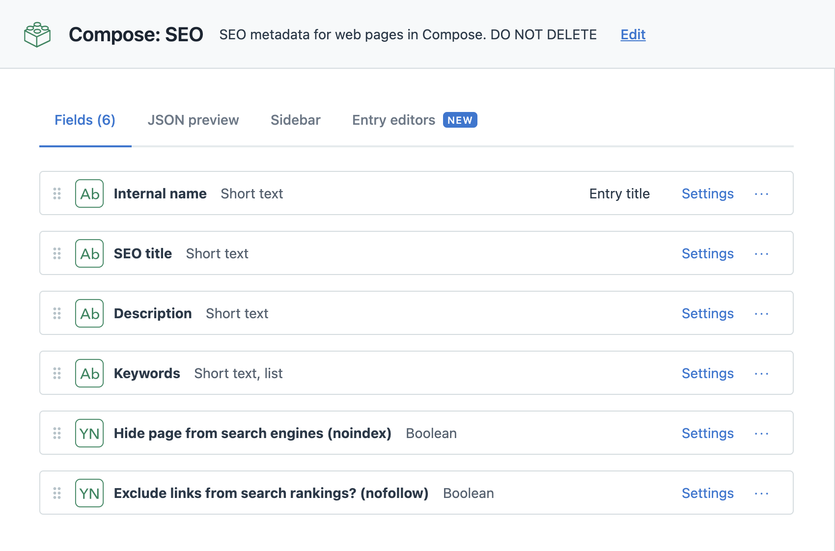 Compose SEO fields