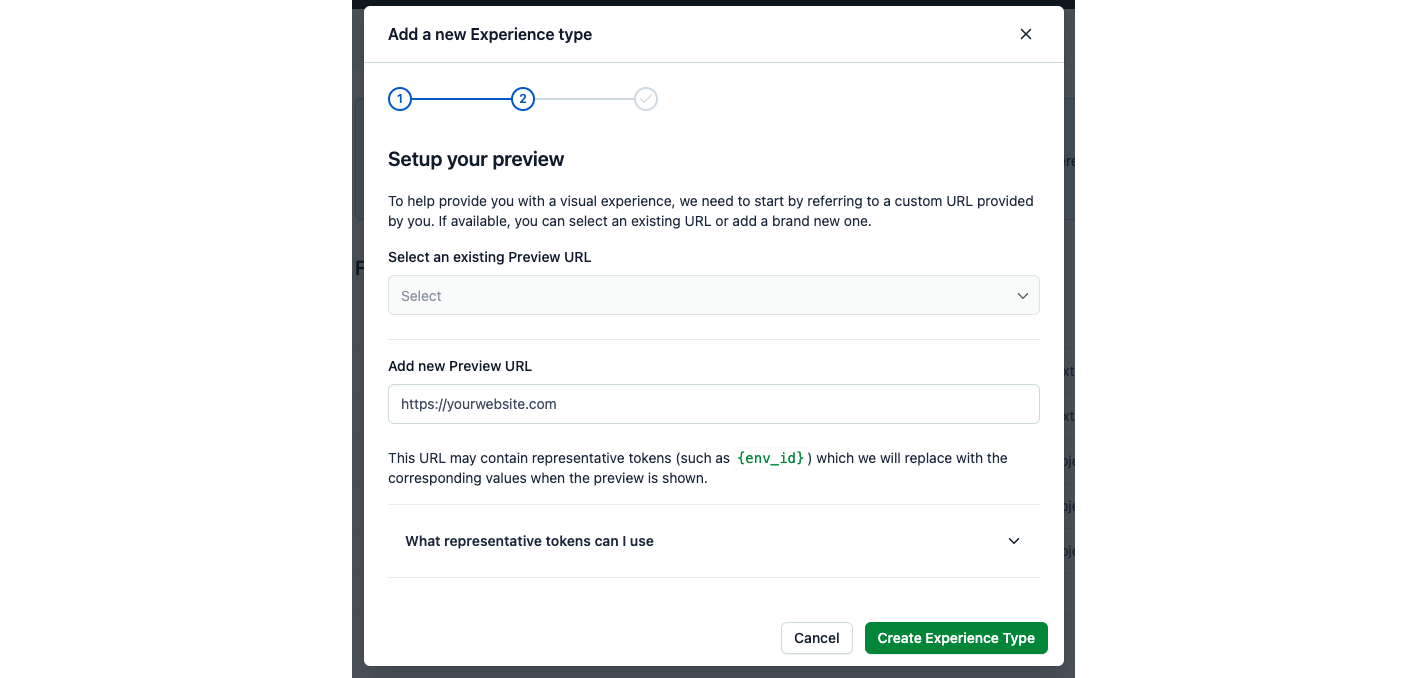 Experience builder add preview url