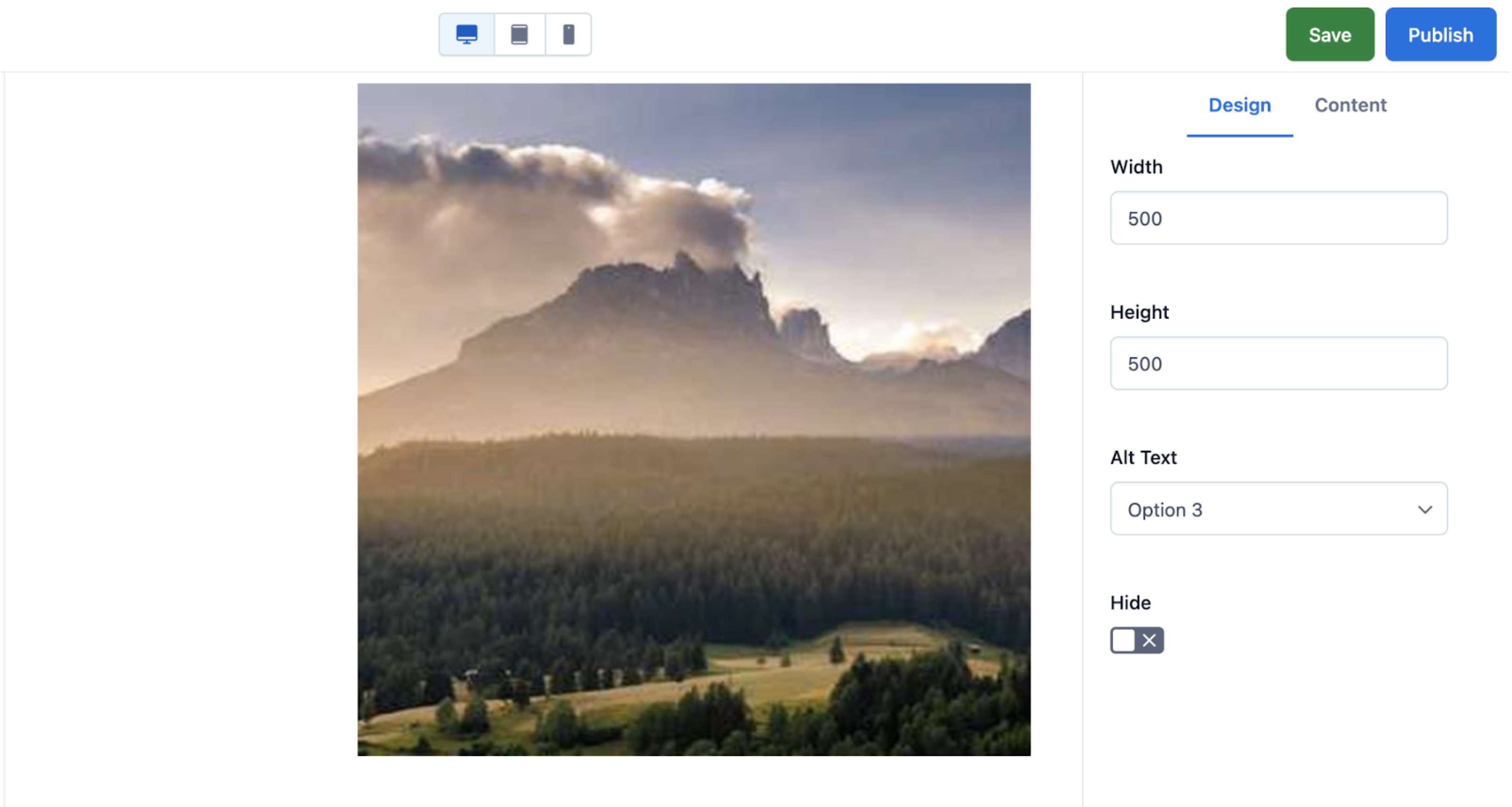 Experience builder image component