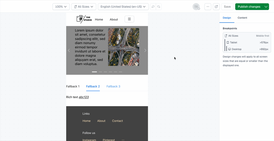 Interactive mode vs. design mode toggle
