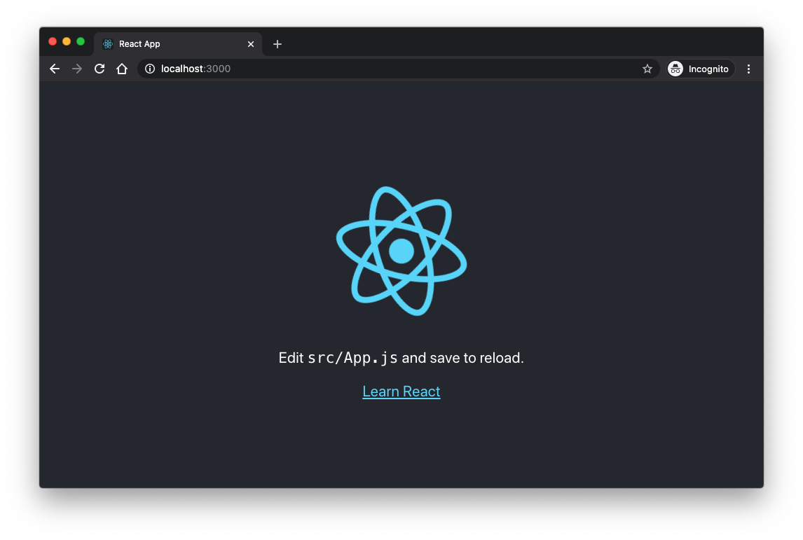 create-react-app starting screen